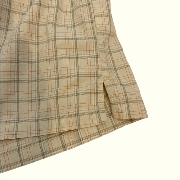 Columbia Men’s Beige Brown & Orange Plaid Short Sleeve Button Down Shirt, Large - Picture 5 of 10